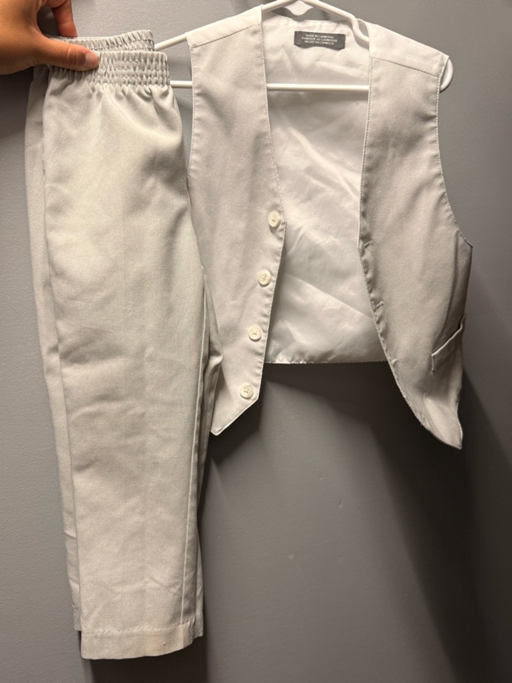 Van Heusen Boys White Cream Dress Vest and Pants Matching Set